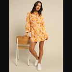 Charlie Holiday Amber Orange 70s Floral Belted Shirt Dress 4 Photo 1