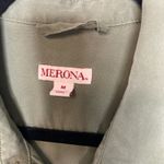 Merona  Army Green Shirt Dress Sz Medium  Button Front Photo 10