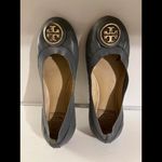 Tory Burch  Gray Leather Flats with Iconic Logo size 6M Photo 1
