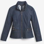 White House | Black Market  Zip Front Denim Jacket Blue 14 Photo 0