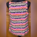 Trina Turk Cowl Neck Sleeveless Vibrant Abstract Print Silk Blouse Size Large Photo 7