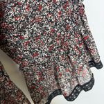 Free People  Lola Sheer Floral Kimono Lace Trim Tie Front Size Large Photo 6