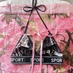 y2k halter crop sports bra black and white graphics Photo 0