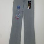 Jasmine Gray Embroidered Deadstock Floral Sz 1/2 Low Rise Flare Photo 1