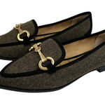 Kelly & Katie ‎ Pointed Toe Loafers Brown Herringbone Gold Accent Women9.5 Preppy Photo 0