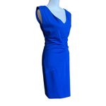 Diane Von Furstenberg  Dress Size 6 Blue V-Neck Bevin Ruched Sheath Knee Length Photo 4