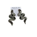 Anna & Ava  Snake Dangle‎ Earrings Black Silver Rhinestone Statement Photo 1