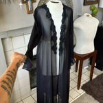 Lucie Ann Peignoir black Robe w/ matching nightgown full swing set Size L Size L Photo 8