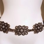 Women Gold Toned Medallion Chain Belt-White Opalescent Stones-Adjustable-Boho Photo 1