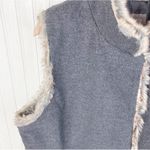 J.Jill Charcoal Grey Faux Fur Trim Vest Button Front Pockets Women's Size XL Photo 2