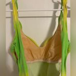 Vintage 90s Bikini One Piece Swimsuit Citrus Swim Neon Green Yellow Medium Photo 4