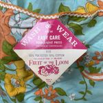 Fruit of the Loom Vtg Bib Floral Apron Rick Rack Pockets NWT Retro Teal Orange Photo 1