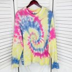 Crown & Ivy  Neon Tie Dye Oversized Sweater Yellow Pink Blue Large Lightweight Photo 6