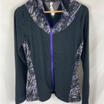 Marika Black and Purple Pattern Zip Up Athletic Sweatshirt Size Large Photo 0