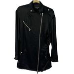 Alexander Wang Black Silk Satin Biker Jacket Photo 19