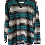 S4 90s VTG‎ Cattivo Stripe Ramie Cotton V Neck Sweater Size S/M Blue Photo 0