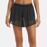 Reebok  Women's Team Mesh Layered Knit Shorts- Black Photo 0
