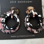 Lele Sadoughi  Pink and Black Hoop Earrings Photo 2