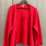 Talbots Womens Sweater Jacket Cardigan Red Open Front Red Fringe Plus Size 3X Photo 0