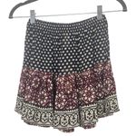 Raga Black and Oxblood Flirty Boho Mini Skirt NWT Size XS Boho Print Full Skirt Photo 0