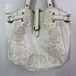 Lucky Brand Y2K  White Paisley Print Leather Tote Bag Purse Photo 2