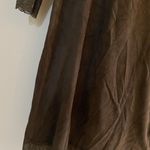 ZARA Olive Green  Shift Dress Faux Suede with Lace Detailing 3/4 Sleeve Photo 3
