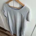 CP Shades Linen Tunic Dress Short Sleeve Lagenlook Mixed Media Gray Womens L Photo 2