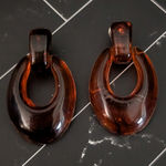 Vintage Clip On Earrings Dark Amber Tone Dangle Photo 0