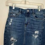 American Eagle distressed curvy high rise mini denim skirt size 4 92% cotton Photo 0