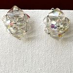 Vintage Aurora Borealis cluster crystal Clip on earrings Photo 3