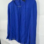 J.Crew 100% Silk Blouse Women 2 Blue Fairy Edwardian Pleated Sheer Embroidered Photo 5