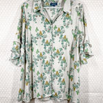 Modcloth Green Cactus Print Ruffle Sleeve Button Up Top Photo 0