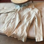 Elie Tahari  Women’s Creme Geuine Leather Long Jacket Size Small Photo 3