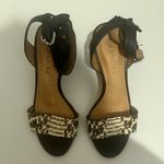 Coach  Paige Leather and Black and White Snake Block Heel Sandals Size 5 Photo 3