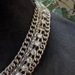 Chainmail Collar Necklace Silver Tone Rhinestone Chunky Statement Jewelry Photo 3