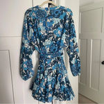 Rhode Emma Dress Woodstock Floral Blue Long Sleeve Dress Size L Photo 4