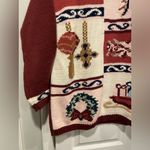 Karen Scott VTG 80s  Size M Pink Christmas Sweater Patchwork Beaded Holiday Mock Photo 4