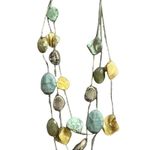 Earth Tone Stone Tiered Necklace Three Strand Adjustable Length Green Tones Photo 0