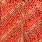 Woolrich  Women’s Petite XL Pink Red Striped Pleated Button Down Shirt. Photo 9