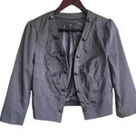 Y2K XXI Military Style Cropped Jacket L Metallic Gray Button Front Grunge Blazer Size L Photo 0