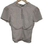 Abercrombie & Fitch Womens White Black Polka Dot Short Sleeve Blouse Top Size XS Photo 0