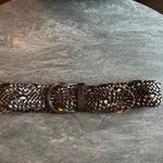 Gap Woven Braided Faux Leather Belt Women's Medium M Brown Antique Metal Buckle Photo 3