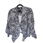 Yumi Kim Open Front Draped Silk Blazer Jacket Large Black White Corpcore Career Photo 2