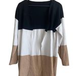 SheIn Women’s Sweater Open Cardigan Color Block Long Sleeve Long Length SZ 8/10 Photo 0