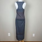 Sundry 1 Maxi Dress Small Blue Striped Racerback Side Slits Sleeveless Photo 7