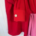 Eloquii Red and Pink Color Block Long Sleeve Blouse Size 24 Holiday Party Plus Photo 2
