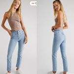 Free People NWT  Dustbowl Blue Tex Slim High Rise Yoke Seam Button Fly Jeans 26 Photo 10