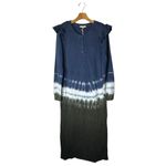 Z Supply  Dress Women Medium Blue Tie Dye Long Sleeve Ruffle Henley Maxi NWT‎ Photo 1