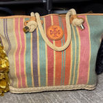Tory Burch  Striped Canvas Tote Photo 0
