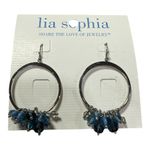 Lia Sophia “Misty Blue” Silver Tone Hoop Earrings • Multi-Color Glass Beads NWT Photo 0
